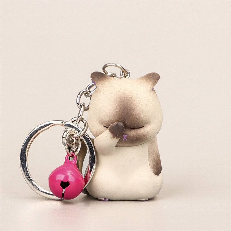 ร้อนสไตล์ใหม่การ์ตูนน่ารักแมวพวงกุญแจแฟชั่น Keychains รถตลกกระเป๋าเป้สะพายหลัง Key Chain จี้โทรศัพท์...