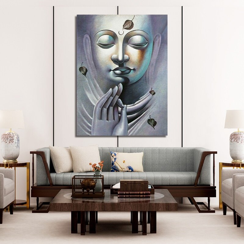 OKHOTCN-figura de lienzo tallada con arte motivacional de Buda, carteles sin marco, Impresión de Budismo para sala de estar y estudio