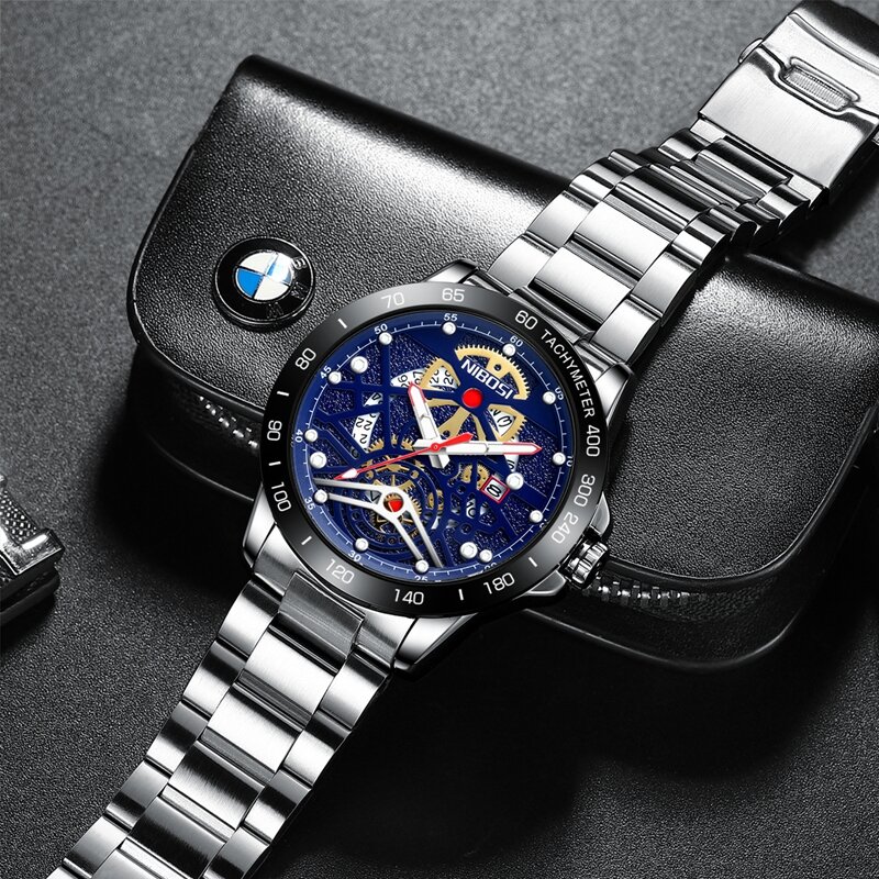 NIBOSI męskie zegarki moda biznes wodoodporny zegarek kwarcowy na rękę mężczyźni Top marka luksusowy zegarek sportowy męski