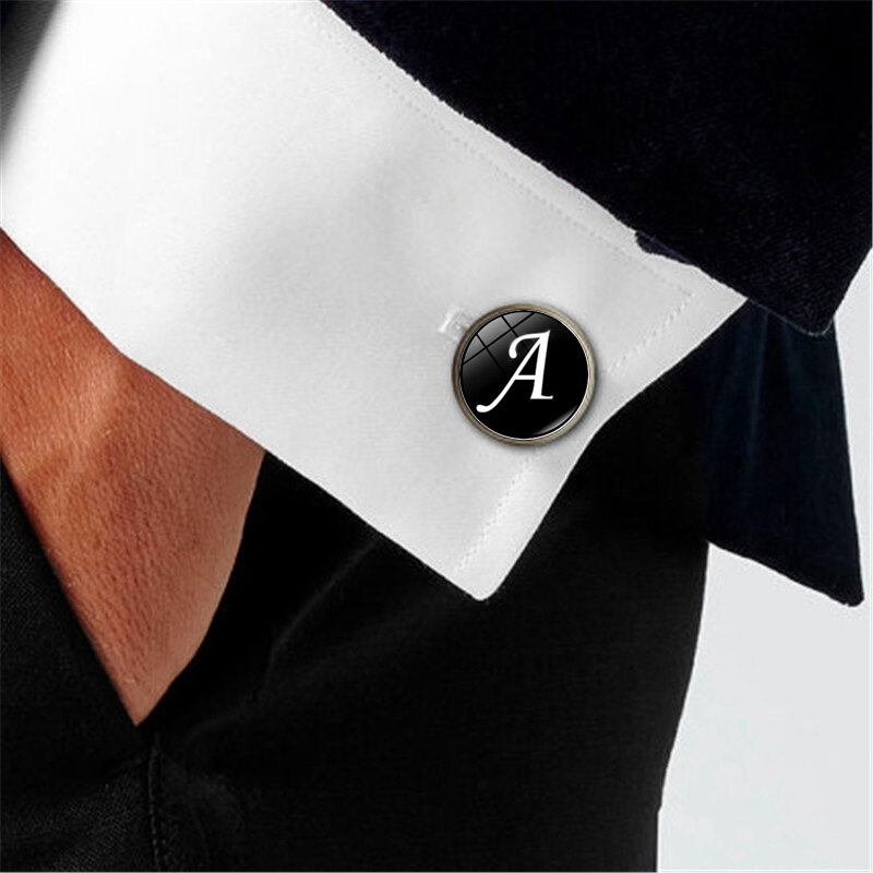 Moda uomo A-Z singolo alfabeto gemelli colore argento lettera polsino pulsante per uomo Gentleman camicia da sposa gemelli regali