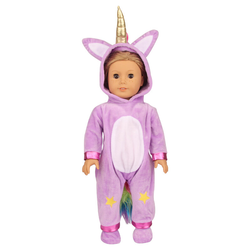 New Style 17,18" American Doll Unicorn Clothes Big Ear Star Unicorn Bodysuit For 43cm New Baby Reborn 1/4 BJD OG Gitl Dolls Toy