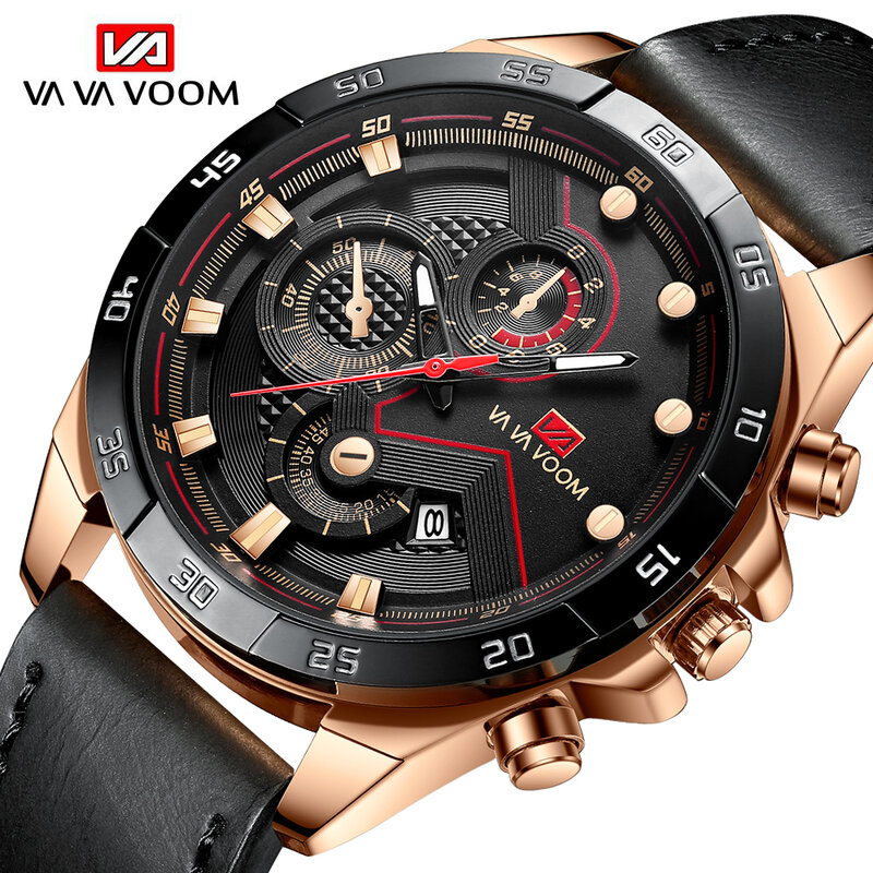 VAVA VOOM  Men Watches Top Luxury Brand Sport Quartz Watch Men  Waterproof Wrist Watch Man Stainless Steel Date Clock Mens watch