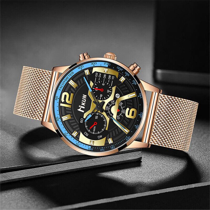 2021 nova moda homem relógio de pulso pulseira de aço inoxidável relógio de quartzo calendário masculino