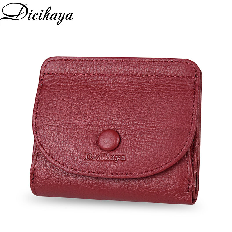 DICIHAYA 2022 Small Real Leather Wallet Credit Card Holder Men And Women COWHIDE RFID Purse MINI Genuine Leather Fashion Wallets