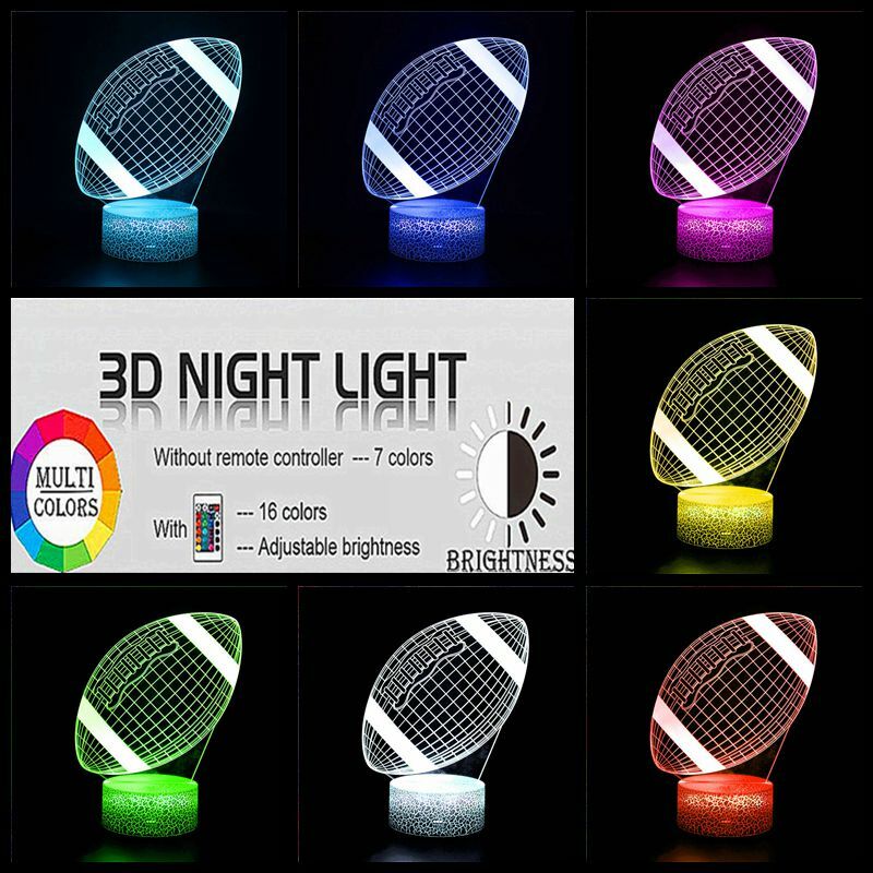 3D Night Light รักบี้ไฟแฟนของขวัญรางวัลสามมิติ Touch หมวกเบสบอลเด็ก LED ไฟโต๊ะคริสต์มาสของขวัญ