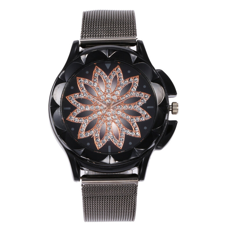 reloj mujer Women's Watches TOP Brand Female Clock Rose Gold Flower Rhinestone montre femme Women Wrist Watch relogio feminino