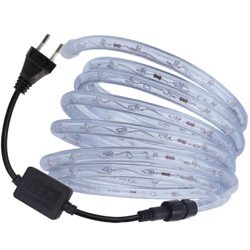 220V LEDนีออน360รอบสองสายเชือก36LEDs/MเทปLEDยืดหยุ่นกันน้ำRGB LED Strip Light EUปลั๊กสำหรับตกแต่ง