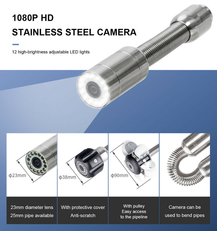 SYANSPAN Well Pipe Inspection Video Camera,Drain Sewer Pipeline Industrial Endoscope Deep Down Hole Underwater Underground Lens
