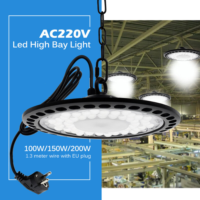 Lampe LED UFO Super brillante, 100/150/200W, étanche, éclairage industriel et Commercial, pour entrepôt, Garage, 220V