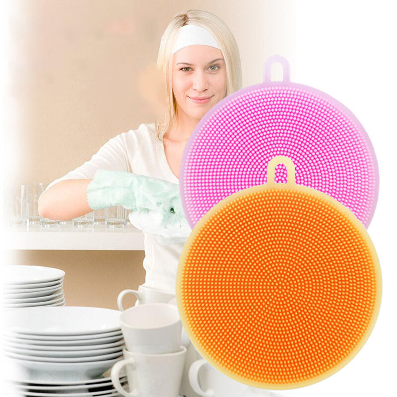 청소 브러쉬 실리콘 접시 그릇 수색 패드 냄비 브러시 주방 가정용 청소 도구 임의의 색상