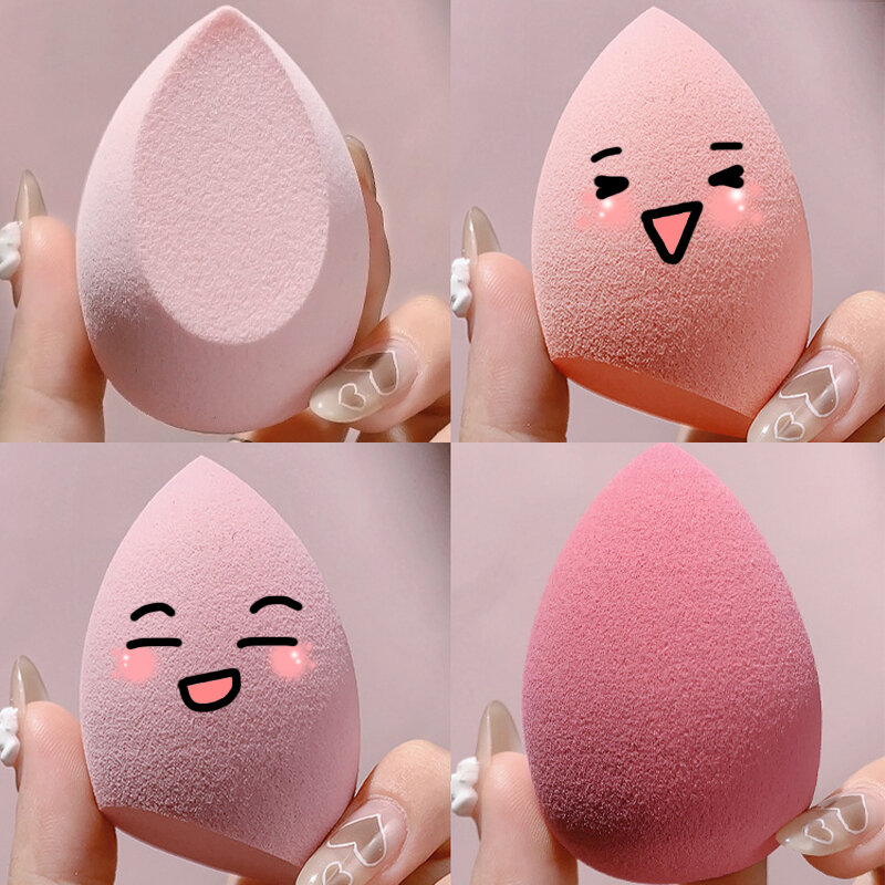 4 sztuk gąbka do makijażu Puff z pudełkiem kolorowe kropla wody Puff fundacja Powder Blush piękny Blender narzędzia kosmetyczne jajko kosmetyczne