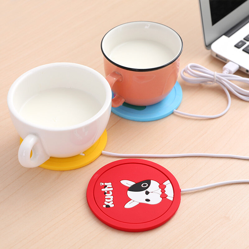 USB Kartun Asli USB Cangkir Butir Kayu Penghangat Minuman Panas Mug Tikar Menjaga Minuman Hangat Pemanas Mug Coaster