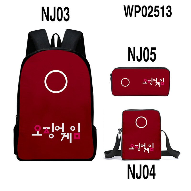 Squid Game Women's Backpack Canvas School Bags for Teenage Girls Cartoon College Student Kids Shoulder Bag Rucksack Pen Bag