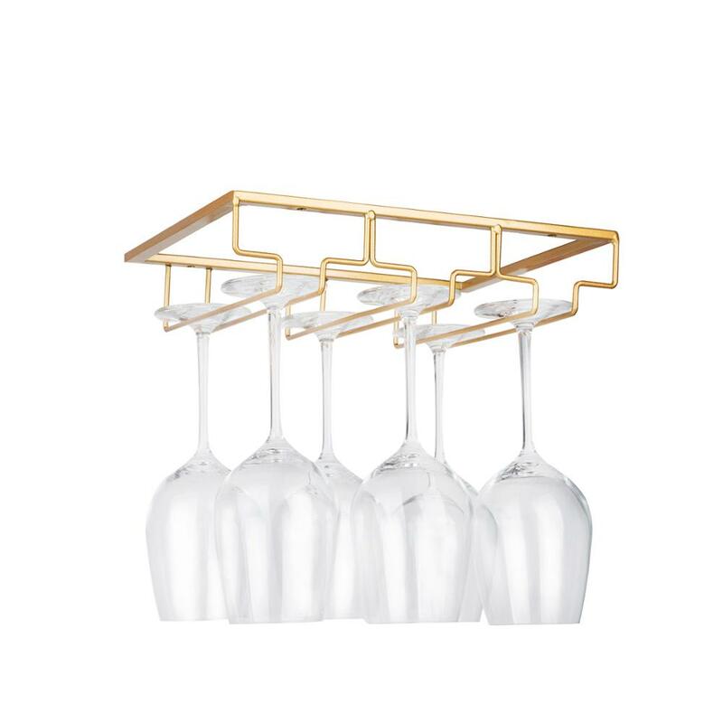 Wine Glass  Cabinet Stemware Wine Glass Holder Glasses Storage Hanger Metal Organizer for Bar Kitchen Gold