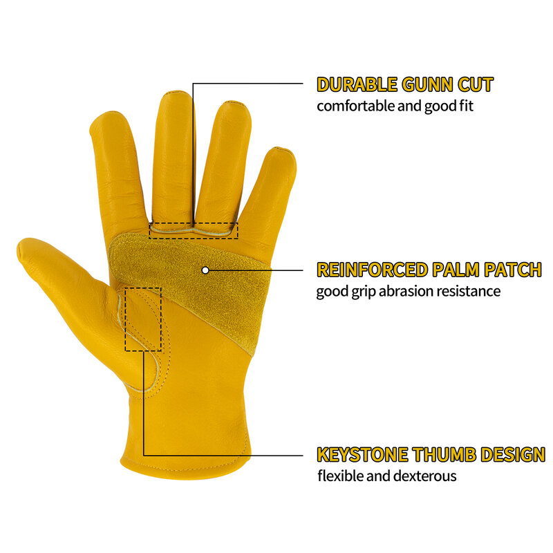 KKOYING Unisex Cowhide Gloves Leather Genuine Motocross Motorbike Racing Riding Motor Gloves