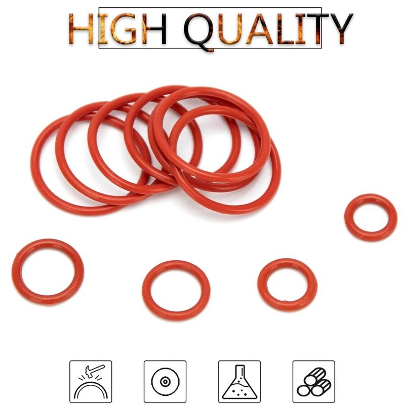 50 pçs vmq silicone borracha selagem o-ring substituição selo vermelho o anéis junta arruela od 6mm-30mm cs 1.9mm diy acessórios s94