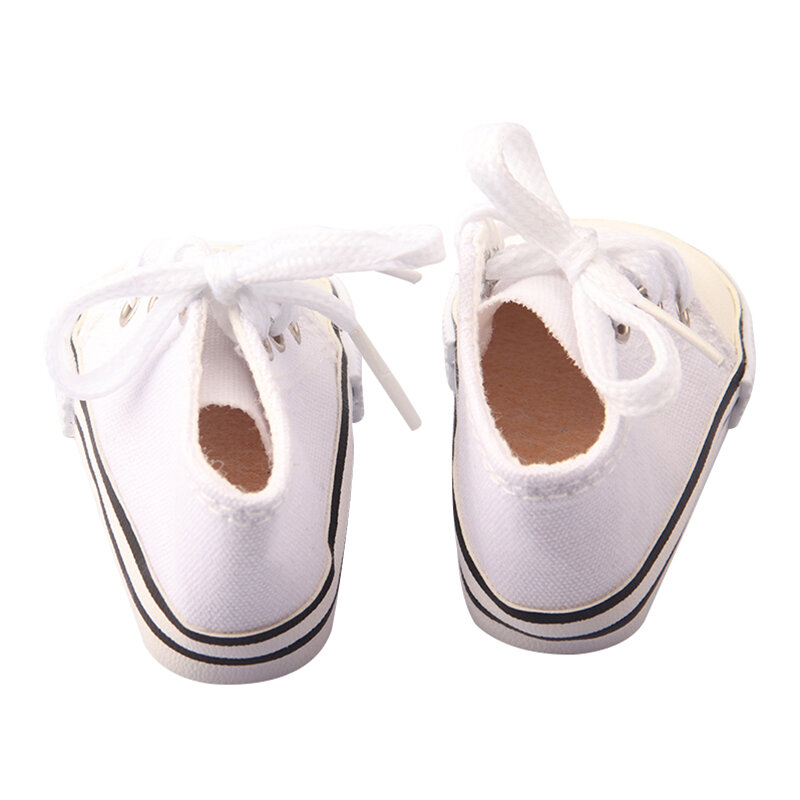 18 ''Boneka Aksesoris Boneka Fashion Sepatu Kaus Kaki untuk 43 Cm Bayi Yang Baru Lahir Boneka Putih Pink Sepatu Lace-lebih Tinggi Kanvas Mini Sepatu