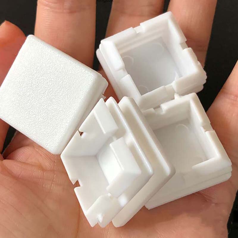 Tampa de tubo de plástico branco, 2/peças quadrado, tamanhos de 10x20mm ~ x mm