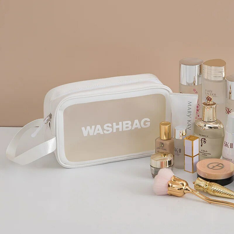 SHIYUN-bolsa de viaje de PU suave para mujer, bolso de viaje impermeable para artículos de tocador, organizador de cosméticos, almacenamiento portátil, bolsa de maquillaje de PVC, bolsa de lavado