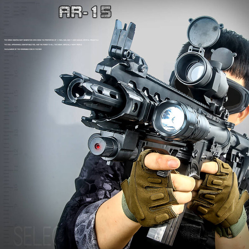 어린이 선물 장난감 AR15 물 젤 볼 총 소총 CS 슈팅 게임 전기 총 Airsoft 공기총 소년을위한 안전하고 재미있는 소총