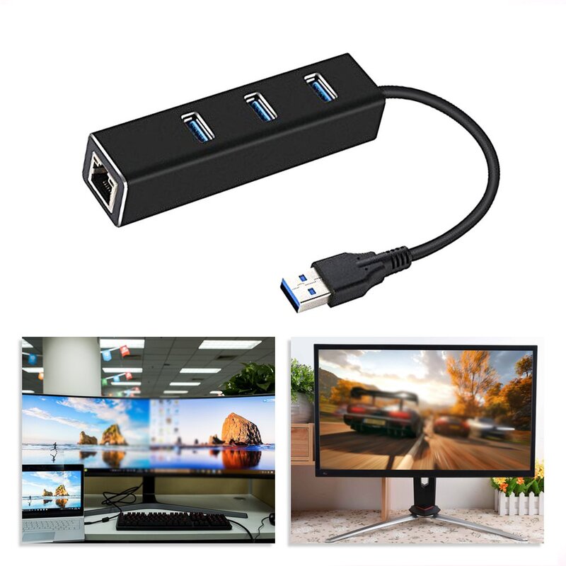 Adaptador USB Gigabit Ethernet de 3 puertos USB 3,0 HUB USB a tarjeta de red Lan Rj45 para Macbook Mac Desktop