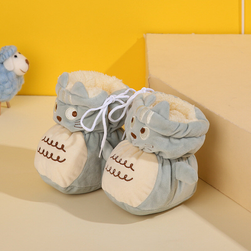 Zapatos de felpa para bebé, calzado grueso de 6-12 meses, de algodón, cálido, para caminar en la cama, Otoño e Invierno