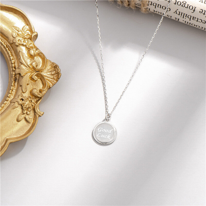 Sodrov 925 Perak Murni Kalung Liontin untuk Wanita Beruntung Beruntung Huruf Kalung Kualitas Tinggi Perak 925 Perhiasan Liontin