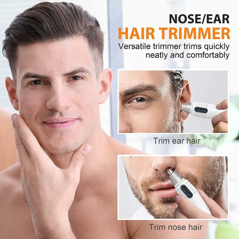 Pemangkas Rambut Hidung Telinga Pemotong Rambut Profesional Tanpa Rasa Sakit Alis dan Pemangkas Rambut Wajah untuk Pria Wanita Cukur Penghilang Rambut Mrs Xie