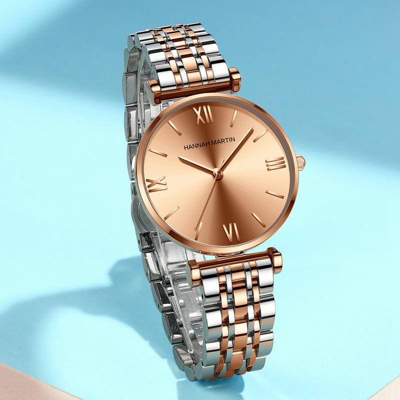 Hannah Martin zegarek kwarcowy na rękę kobiety luksusowa bransoletka złoty zegarek damski wodoodporne stalowe zegarki damskie kobiety Casual Relogio