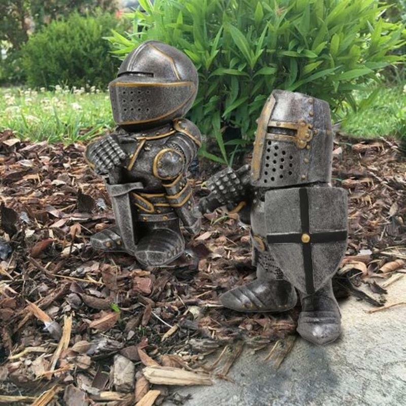 Tuinornamenten Standbeeld Knight Dwerg Guard Armor Miniatuur Ridders Sculptuur Voor Huis Tuin Decoratie