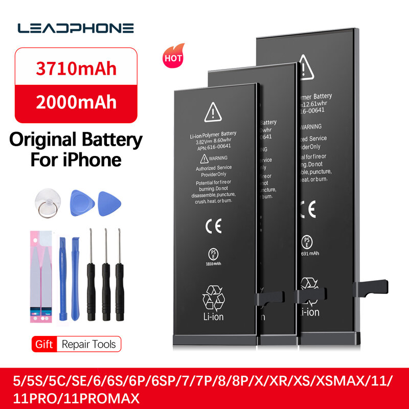 Batería para iphone 6, 6s, 5, 5S, 5c, SE, 7, 8 plus, x, xs, max, xr, 6plus, original, de alta capacidad