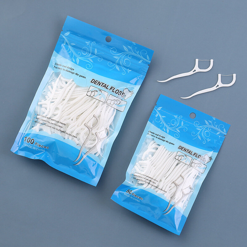 50/100pcs Disposable Dental Floss Picks Interdental Toothpaste Flosser Stick Toothpicks Oral Hygiene Teeth Cleaning Dental Care