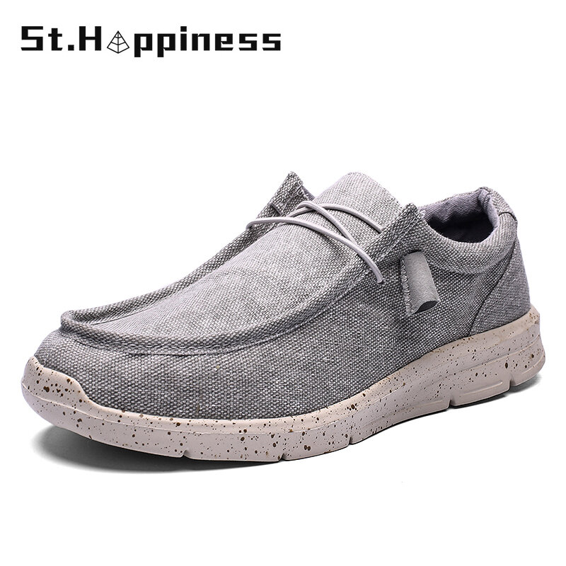 KATESEN 2020 summer canvas men  shoes breathable casual driving shoes slip easy to wear men's flat shoes soft big size loafers