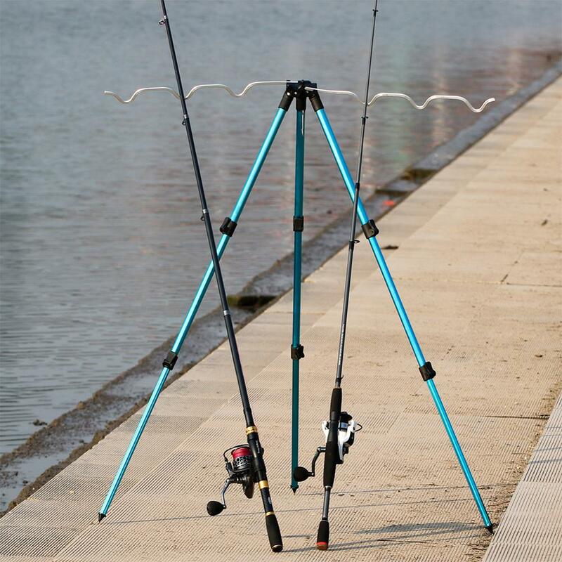 Suporte telescópico de vara de pesca, suporte tripé de liga de alumínio dobrável, luz de pesca noturna, suporte para equipamento de peixe ao ar livre