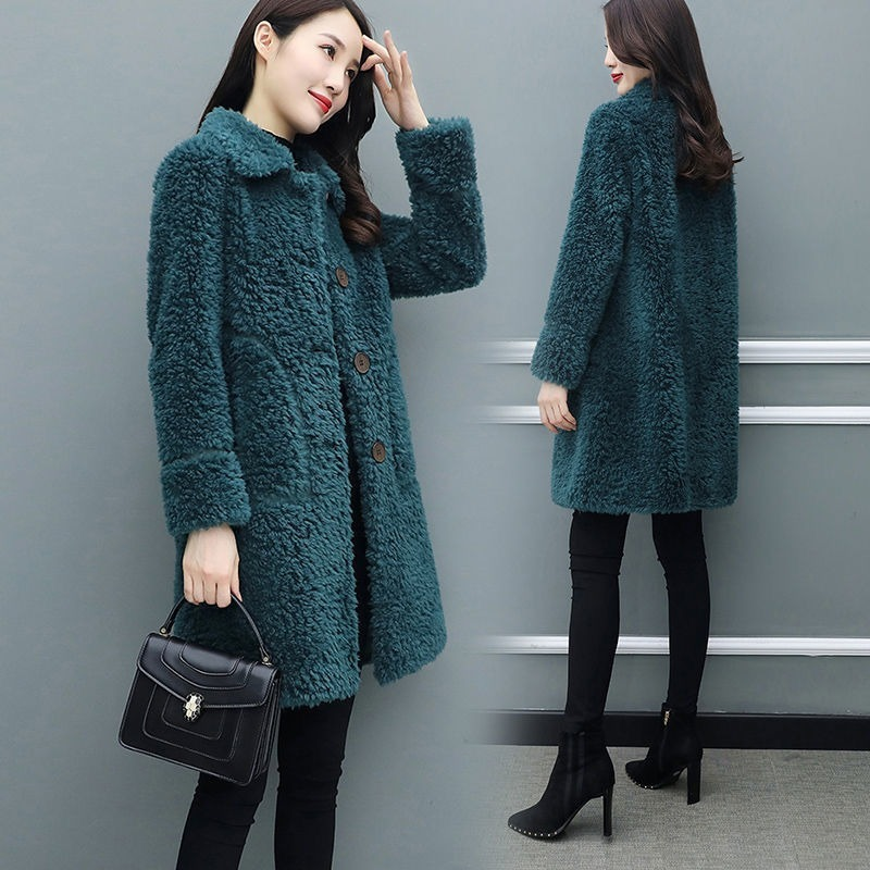 Wełna futro kurtka prawdziwa owcza wełna płaszcze płaszcz zimowy kobiety ubrania 2023 nowych moda średniej długości z długim rękawem gruby ciepły płaszcz X71