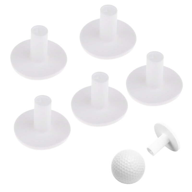 5Pcs/Pack Rubber Golf Tees Holder Golf Tee Driving Range Practice Mat 35mm Durable Golfer Accessories Training Tool - White