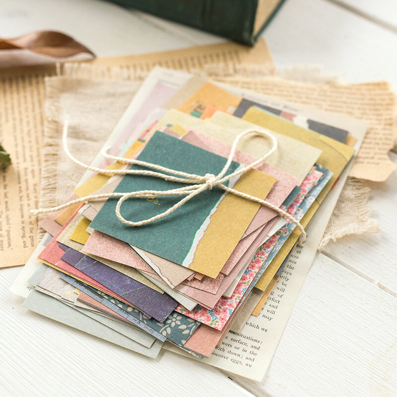 60 hojas/paquete estilo Ins creativo pequeño fresco Retro Memo básico diario Material papel Collage álbum de recortes papelería regreso a la escuela