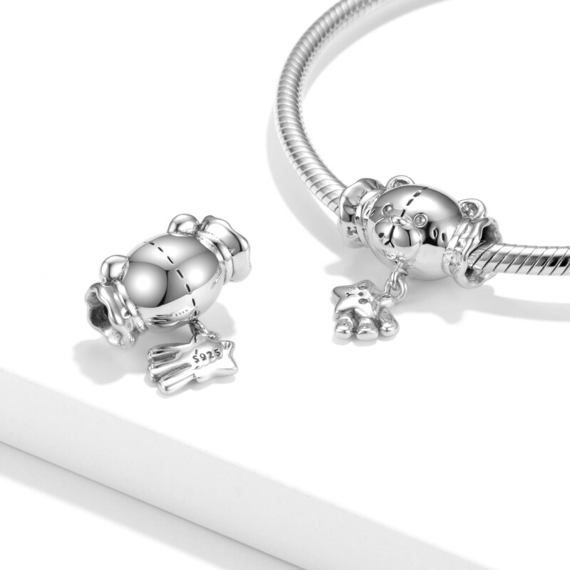 LYNACCS Authentic 925 Sterling Silver Bear bow Charm Beads Star Pendant Fit Original Pandora Bracelet for Women DIY Jewelry