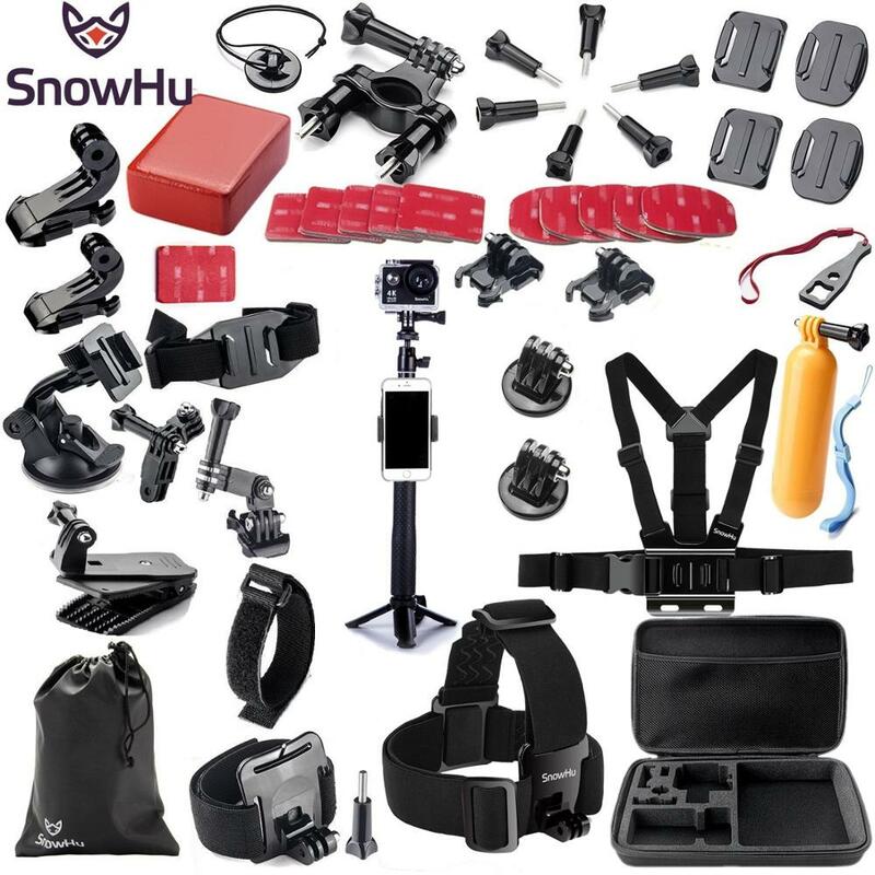 SnowHu – ensemble d'accessoires pour Gopro hero 9 8 7 6 5 4 3, kit 3 voies, bâton de selfie pour Eken h8r pour yi 4K, caméra d'action GS02
