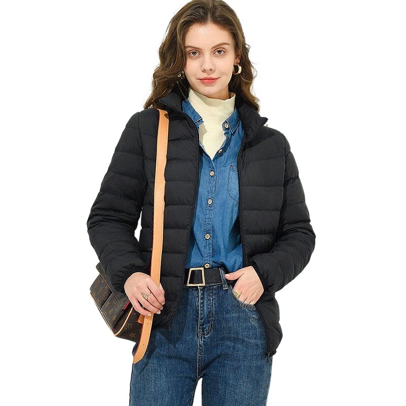 襟ジッパー長袖女性の秋のコートスリムホワイトダックダウンプラスサイズの女性ダウンジャケット