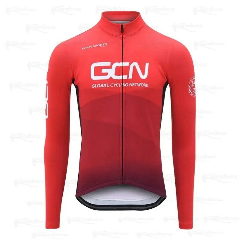 2021ใหม่สีแดง GCN ทีมฤดูใบไม้ร่วงแขนยาวขี่จักรยาน Jersey Ropa Ciclismo ผู้ชายใหม่จักรยานเสื้อผ้า MTB Bike Jersey ชุด