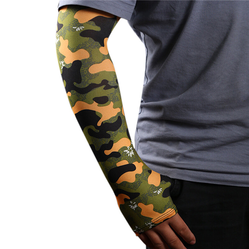 Uomo ciclismo Camo maniche braccio asciugatura rapida tatuaggio 3D protezione UV maniche da corsa traspiranti scaldamuscoli pallacanestro protettivo