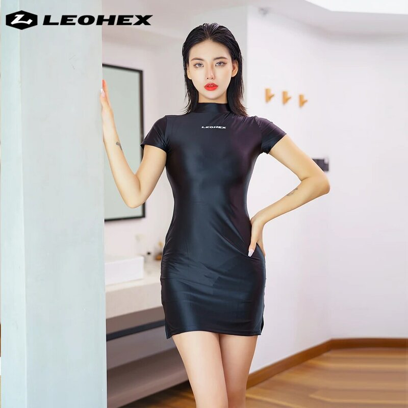 LEOHEX-vestido de seda elástico para mujer, falda de un solo paso, ajustada, sin mangas, sexy, 2021