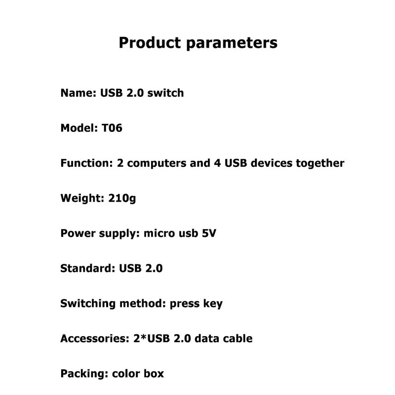 USB 2.0 Peripheral Sharing Switch Selector 2 PCs Sharing 4 USB Devices Spare Computer Interface Connector Sharing Switch