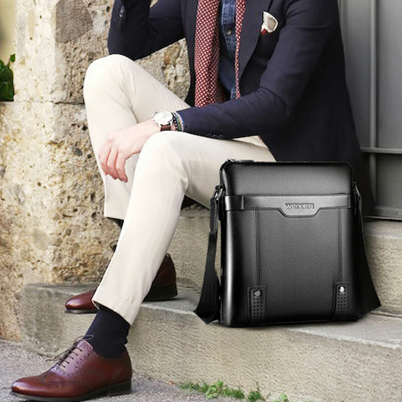 Bolsa de couro pu masculina com alça de ombro cruzado, nova moda, bolsa mensageiro masculina de negócios, para homens