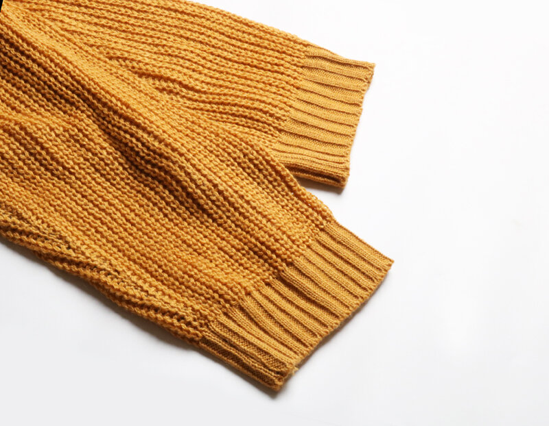 2021 여성 겨울 스웨터 짧은 치마 대비 색 느슨한 긴 소매 니트 중간 길이 스트라이프 니트 스웨터 풀 오버