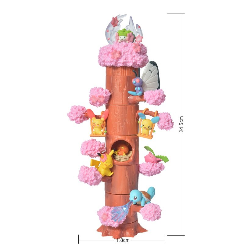 6 unids/set Original Pokemon DIY tocón de árbol duende lindo árbol de cerezo modelo decoración figuras de acción de juguete para niños regalos