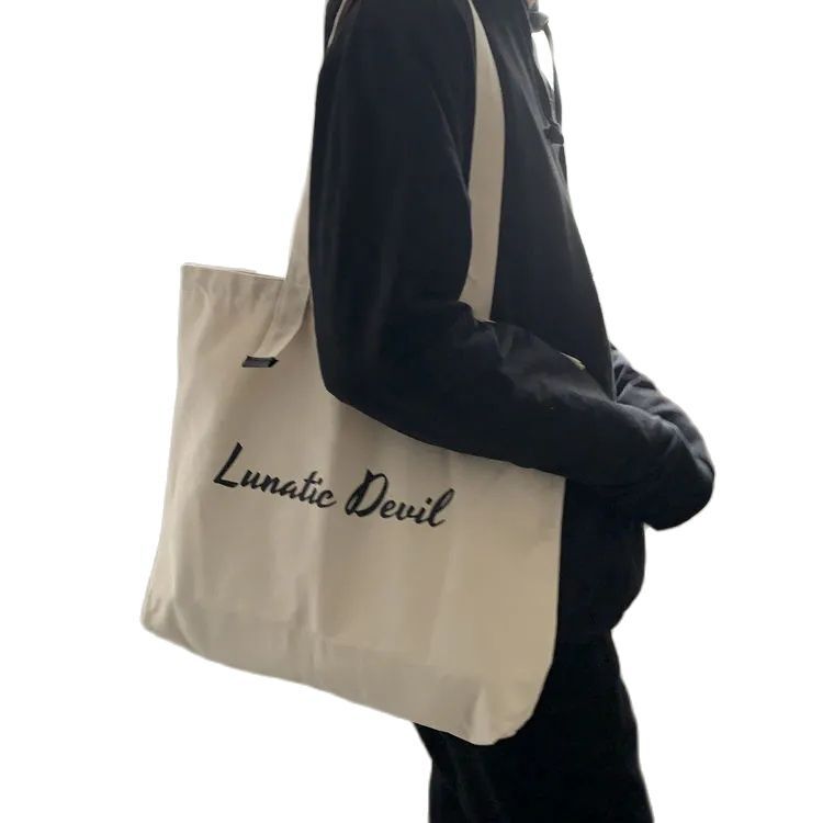Контрастная холщовая сумка-шоппер в стиле Харадзюку, вместительные Женские сумки в стиле панк и готика, Классическая винтажная сумка через ...
