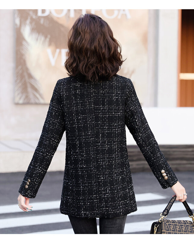 Abrigo largo de lana con doble botonadura elegante, abrigo grueso de algodón, estilo otoño e invierno, 2021