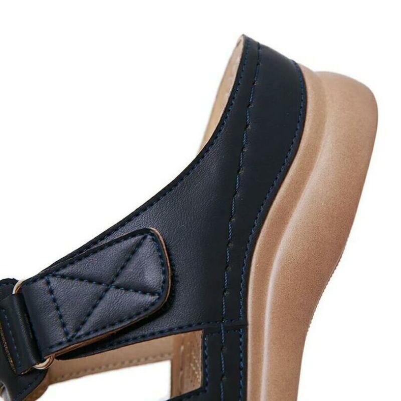 Sandalias cómodas con punta abierta para mujer, zapatos ortopédicos de tacón bajo, a la moda, para caminar, Corrector, 35 ~ 43